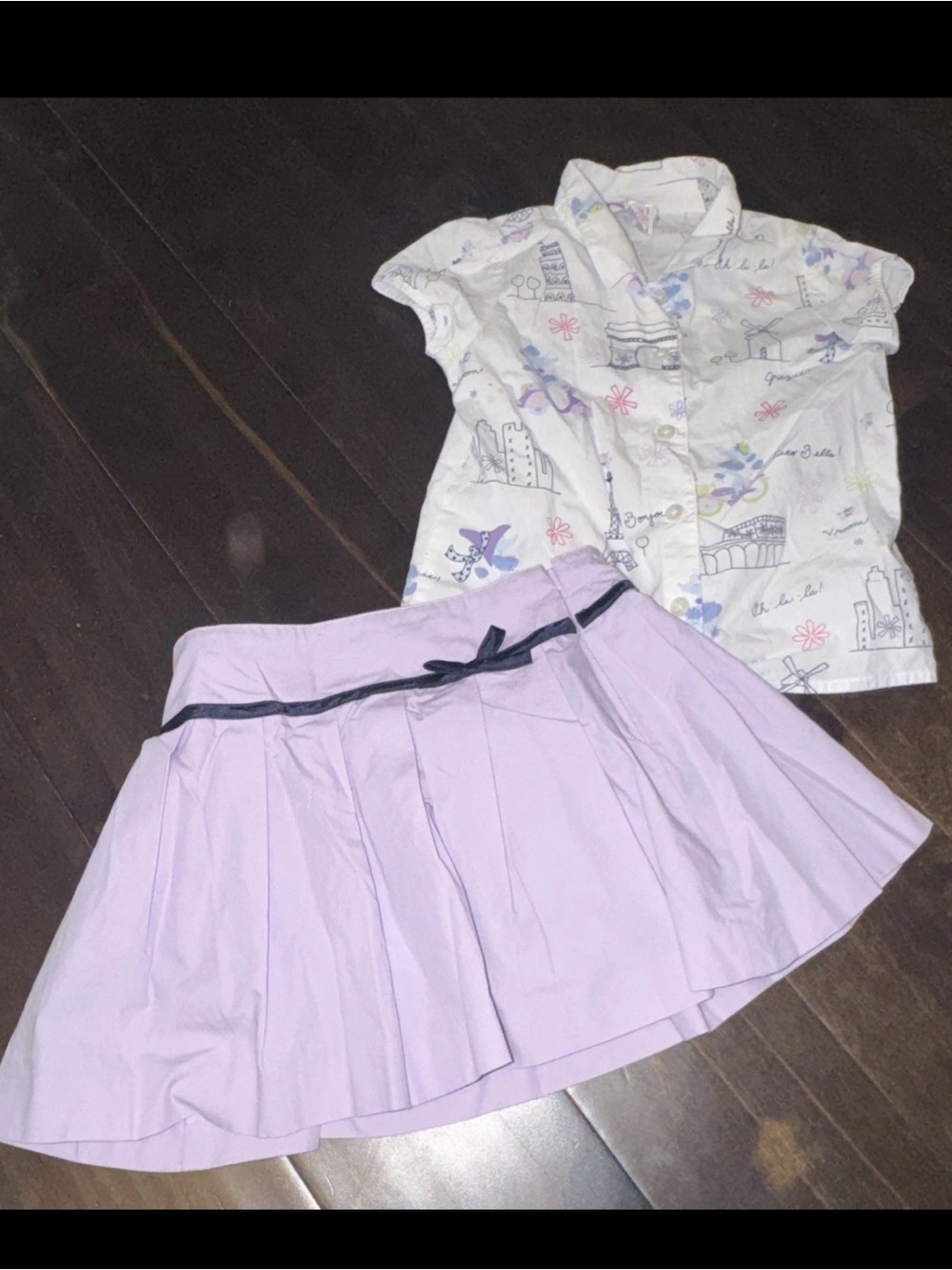2008 Gymboree Petite Mademoiselle Shirt Skirt 5 Purple Paris Outfit Set